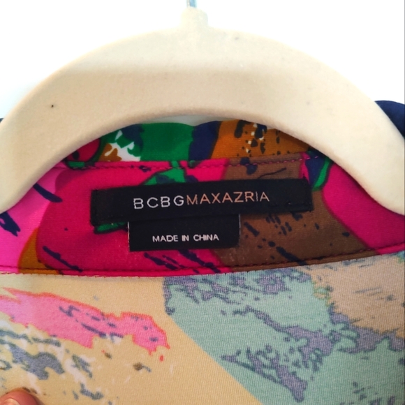 ๐ซ2X HOST PICK๐ซ BCBG MAXAZRIA Disco blouse in day-glo colors & snaps! - Picture 6 of 7